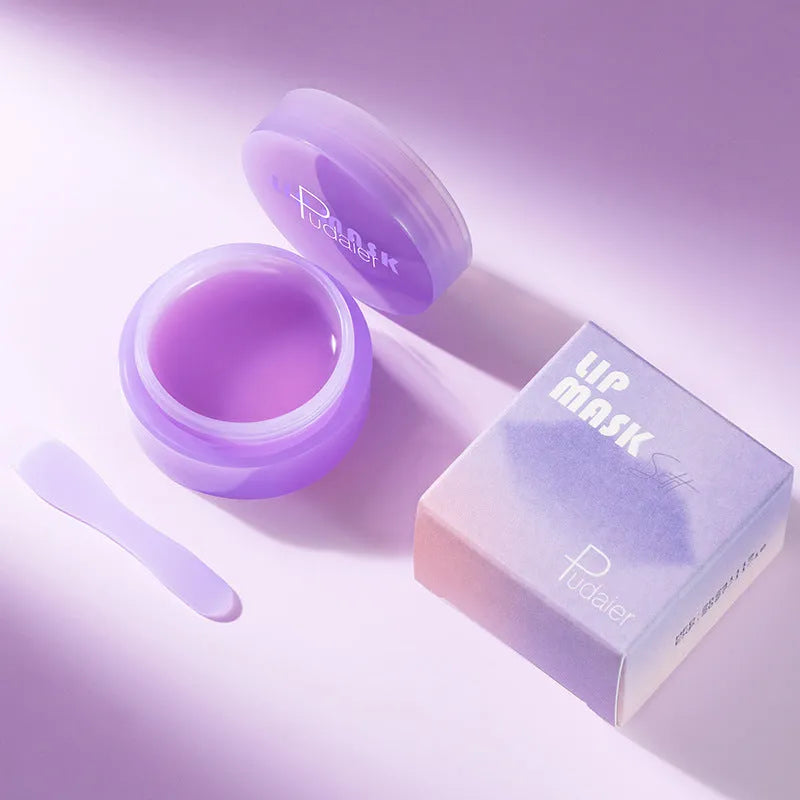 Exfoliating lip balm jar with scraper tool for moisturising and softening lip cutin