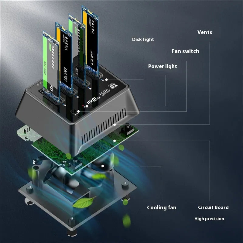 Aluminium alloy M2 Dual Protocol SSD solid state drive base enclosure