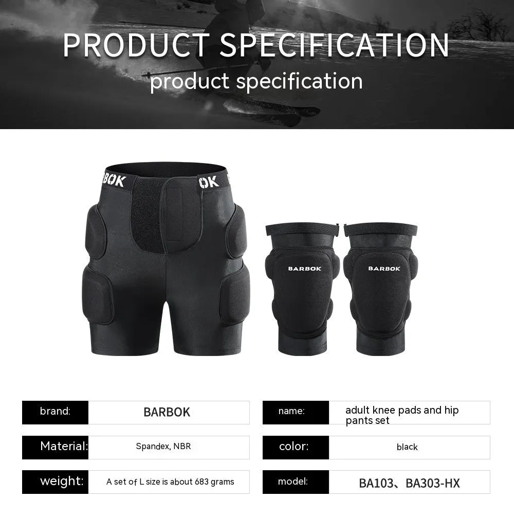 Black adult hip protection pad with NBR foam panels for roller skating and skateboarding