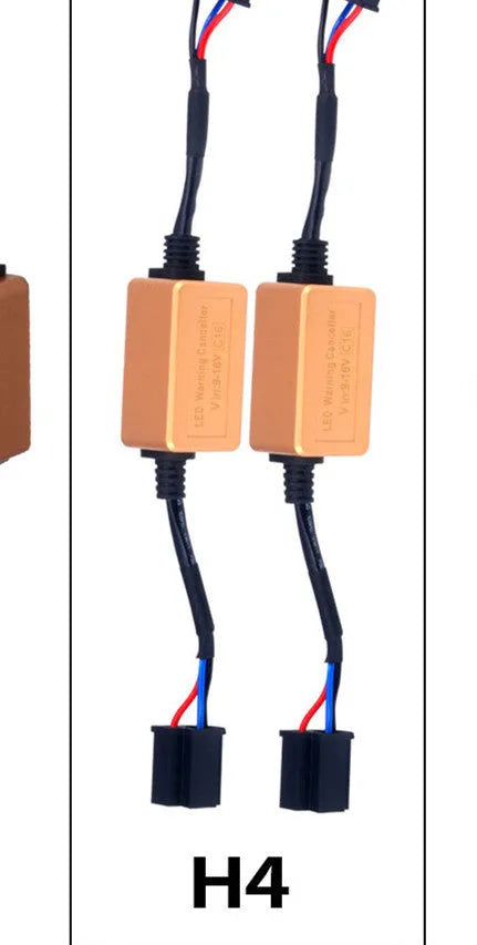 Black alloy LED car headlight Canbus decoder adapter for H4 H7 H11 anti-flicker installation.