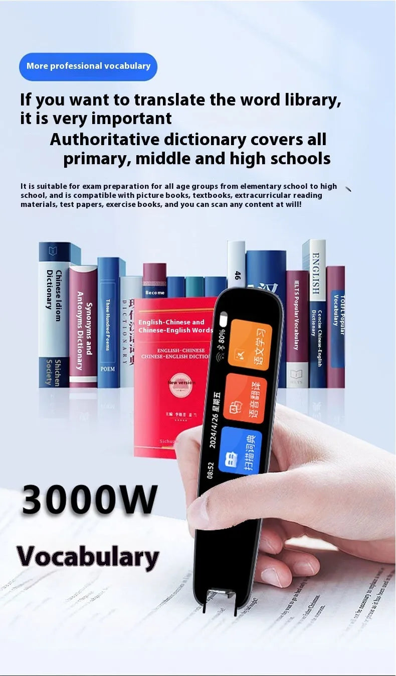 Dark grey talking pen with scanning tip for offline English translation and dictionary functions