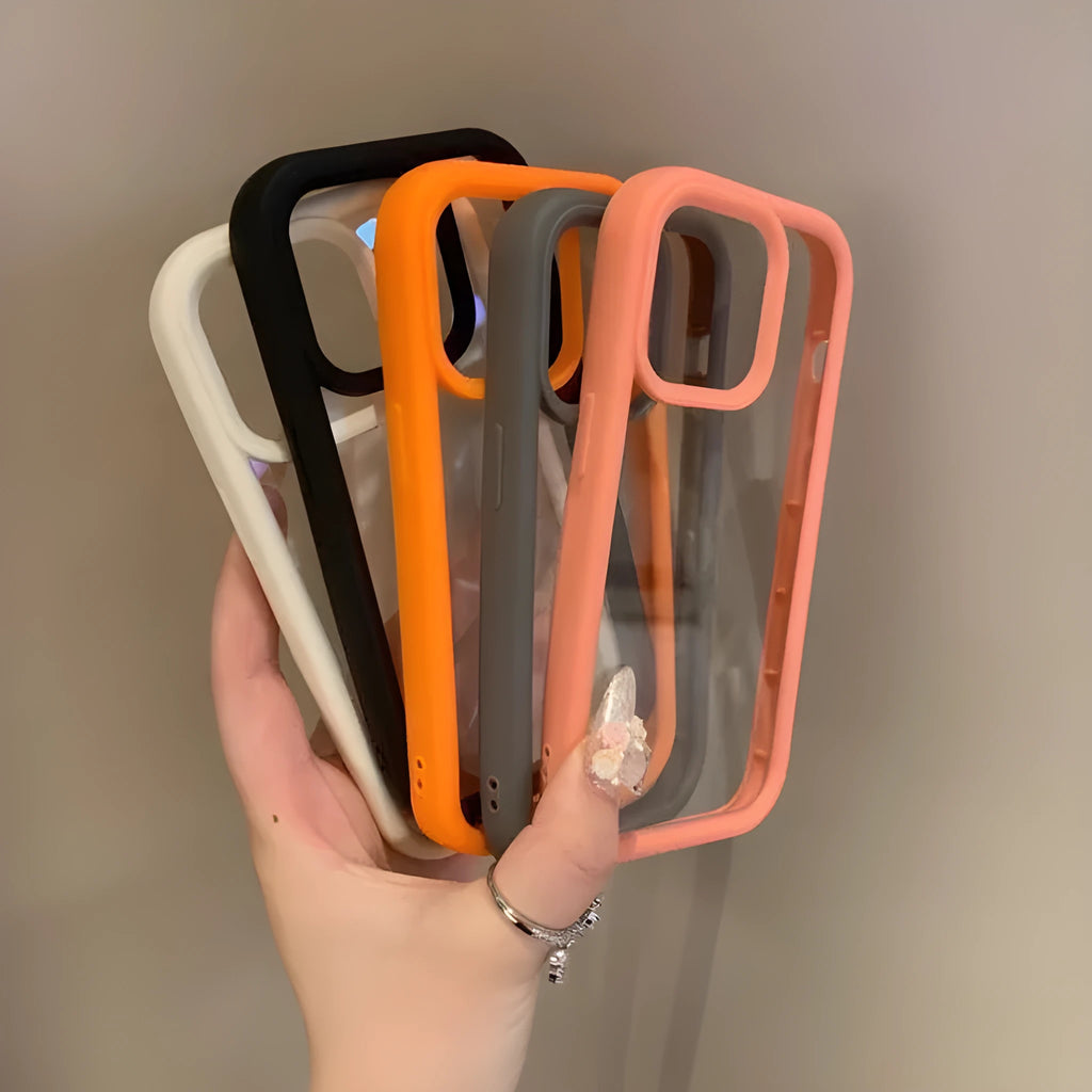 Solid colour transparent acrylic phone case for Apple iPhone with black edge