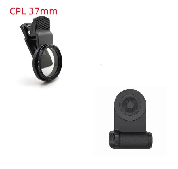 Black 3-in-1 magnetic phone camera handle with rotatable stand and PU leather grip