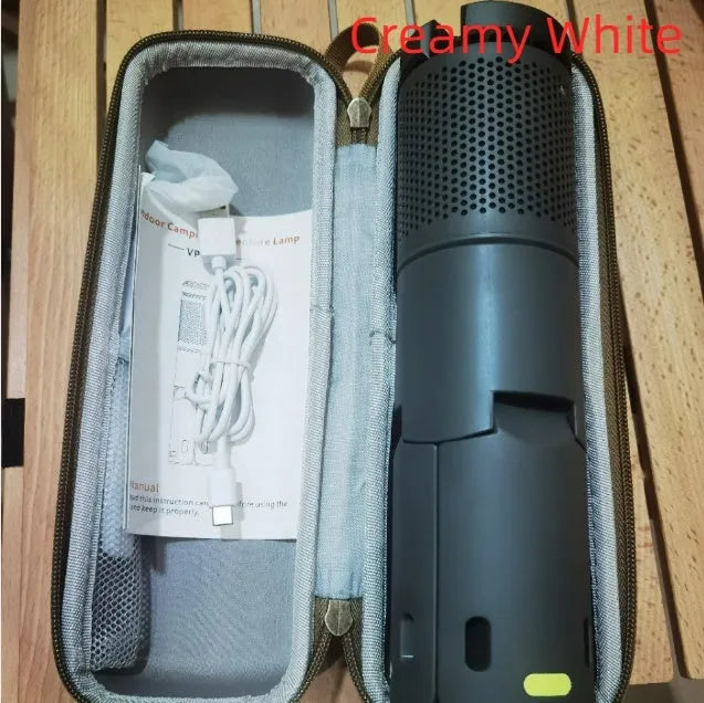 Portable camping LED lantern in off white or dark grey colour with button switch