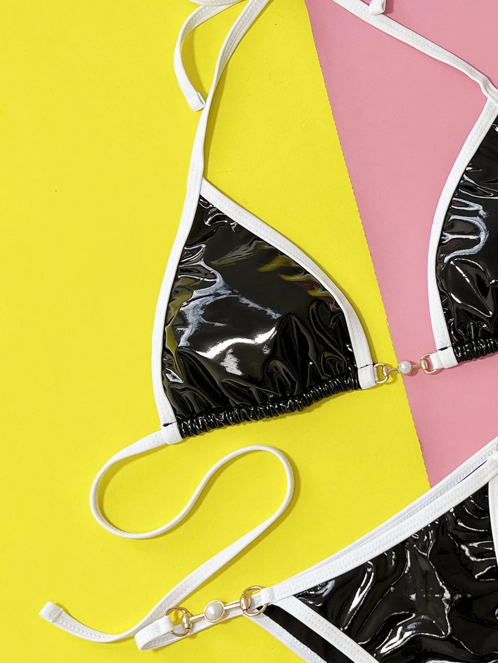 Black women's two-piece bikini swimsuit with lined briefs