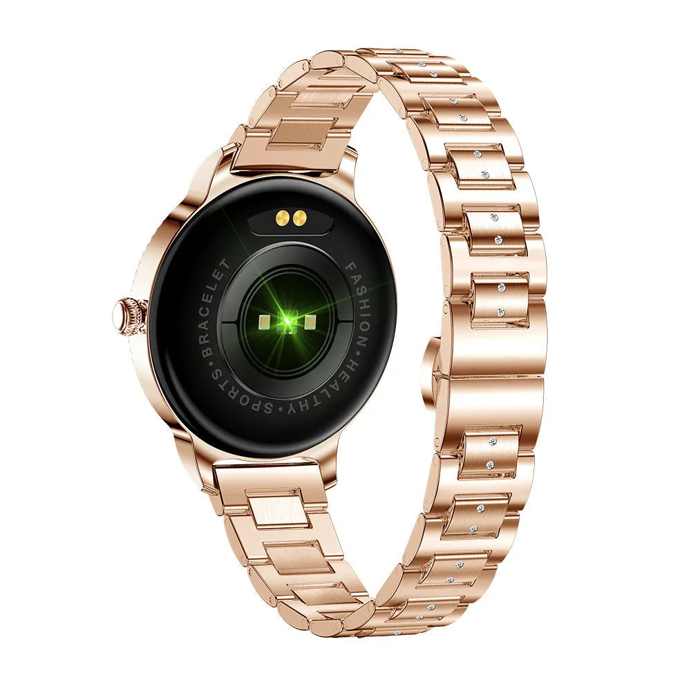 AK38 ladies smart watch with stainless steel Milanese band and 1.09-inch colour touchscreen