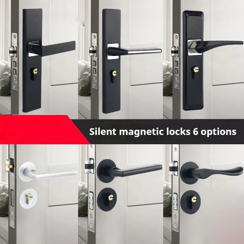 Aluminium alloy split magnetic door lock handle for timber doors in multiple style options