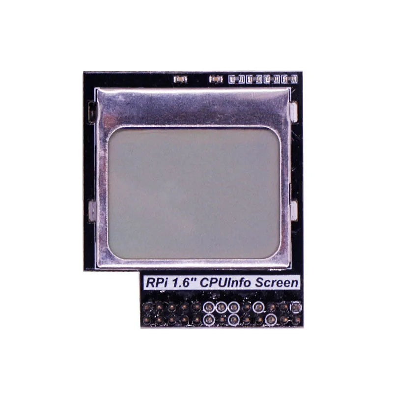 1.6-inch LCD screen module for Raspberry Pi with a backlight switch, displaying CPU info.