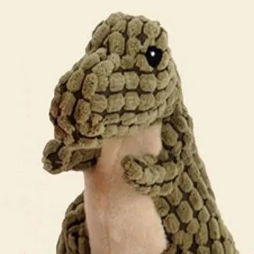 Grey, green, and orange bite-resistant dog toy with sound, shown with scale indicating 35cm length.