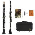 Black Bakelite clarinet with 17 nickel-plated keys and carrying bag for beginners