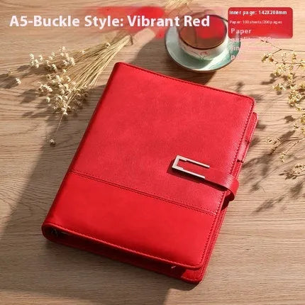 A5 notebook with soft PU leather cover and wood-free paper pages in multiple colour options