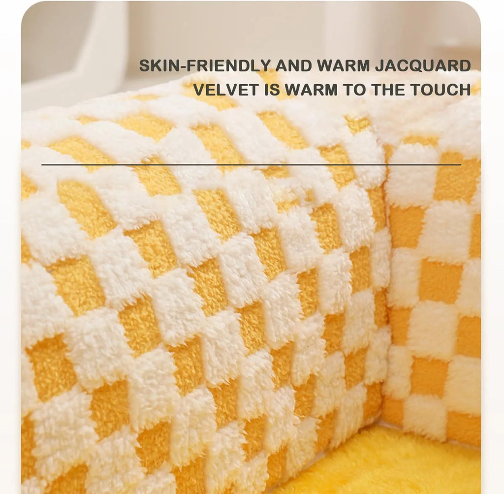 Fan-shaped plush pet bed tunnel for cats and dogs in 80x80x20cm size