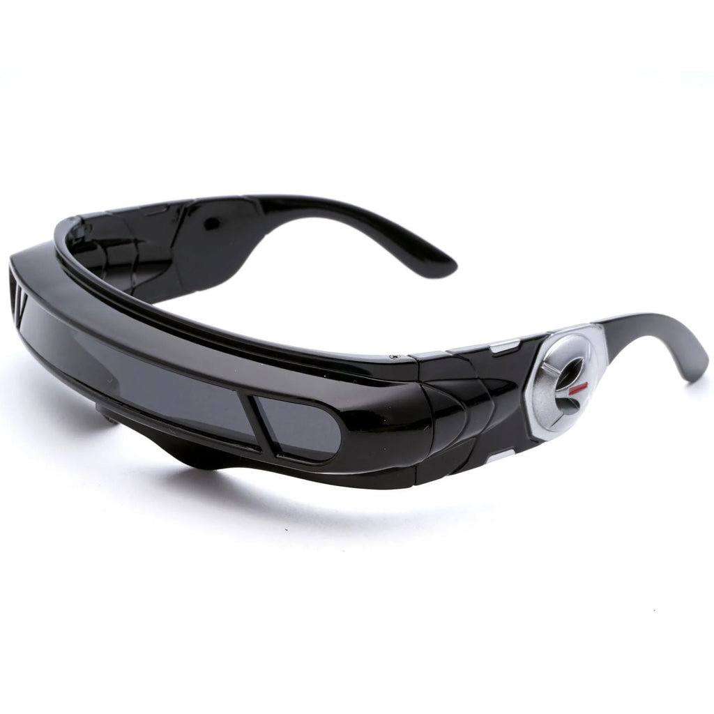 Black full rim sports sunglasses with polarised PC lenses shown in blue mercury tint.