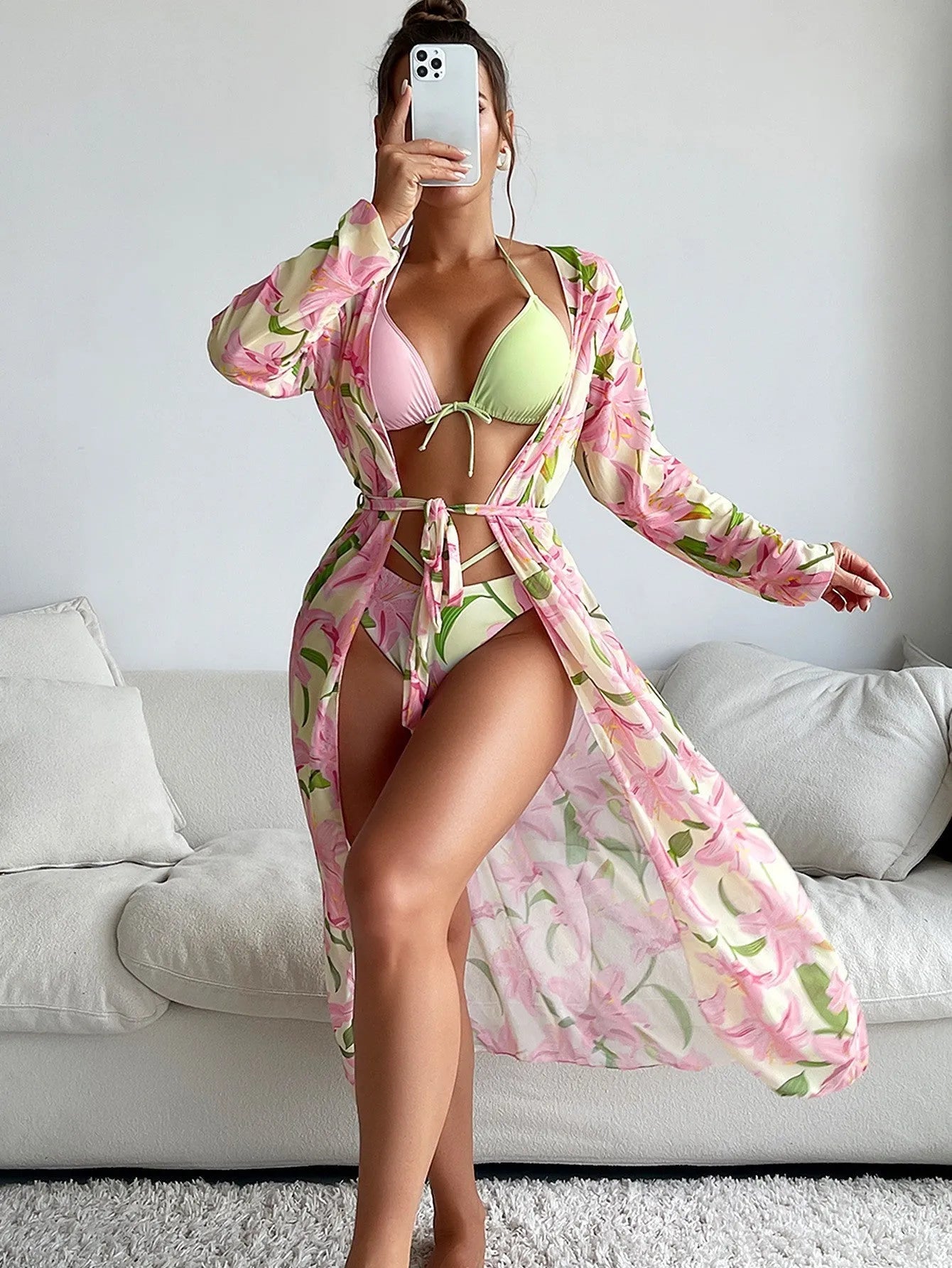 Women's printed quick-dry swimsuit bikini shown in style of picture one.