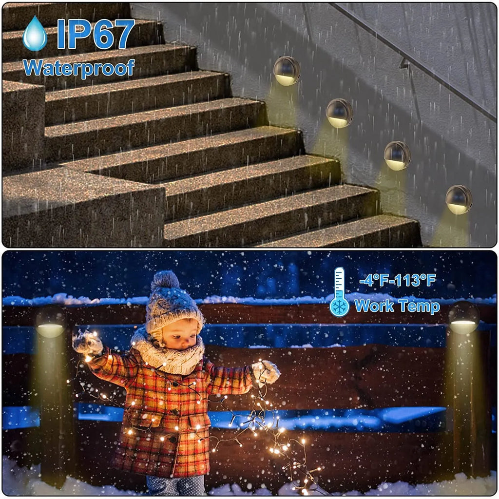 Platinum-coloured outdoor step light with IP67 waterproof rating for garden path illumination