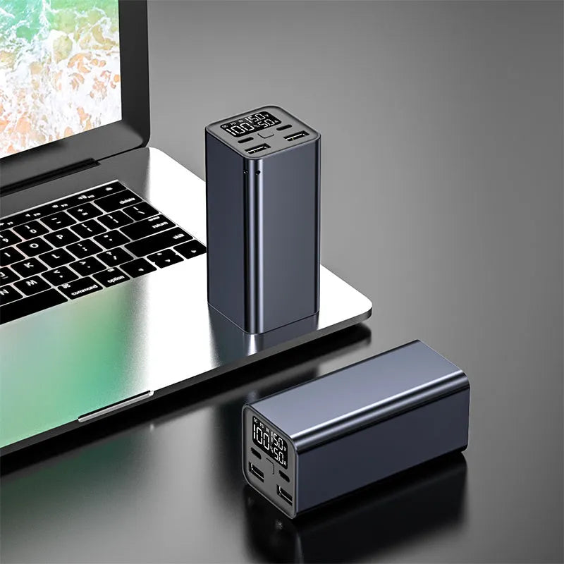 Black high-power 65W 20000mAh metal power bank for laptop charging