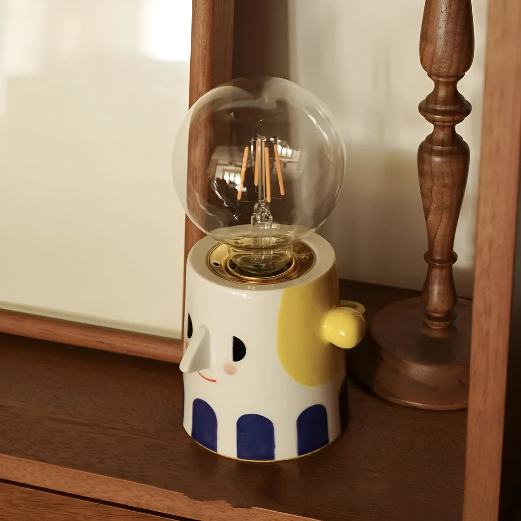 Handmade ceramic bedside lamp with ball headlight design for birthday decoration