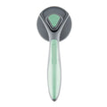 Self-cleaning slicker brush for cats and dogs with grey, green, and pink handle options