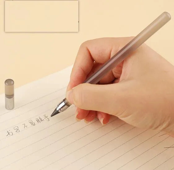 Transparent acrylic mechanical pencil with alloy tip showing colour lead options