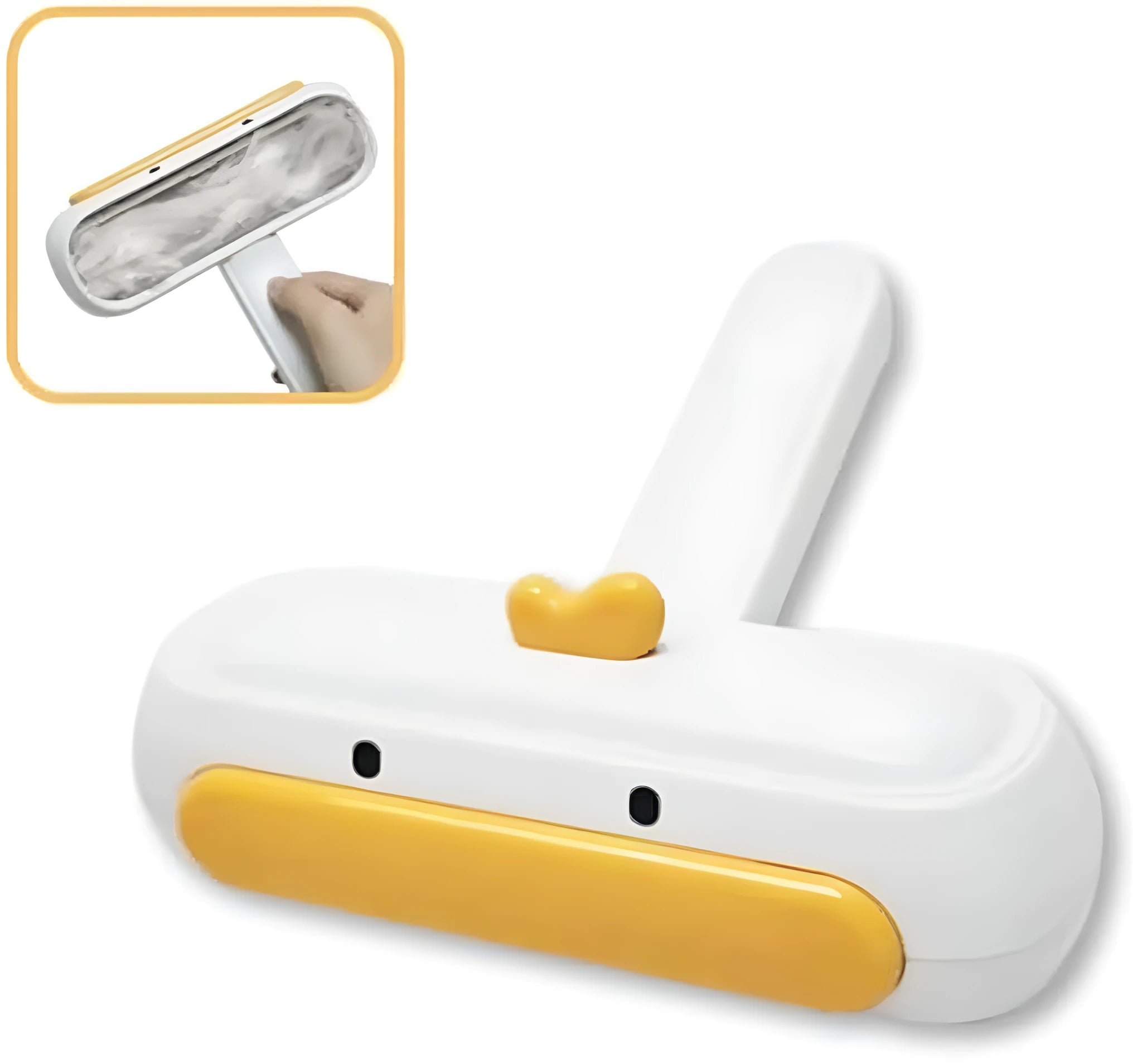 Yellow duck designed portable pet hair remover with polyester bristles for furniture and car seats
