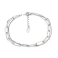Geometric line women's bracelet with double layer stainless steel construction in gold or silver electroplated finish