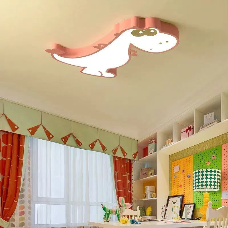 Cartoon dinosaur ceiling light with PVC shade in green colour, 48cm diameter
