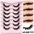 Six styles of artificial fibre false eyelashes with adhesive for natural long, thick volume