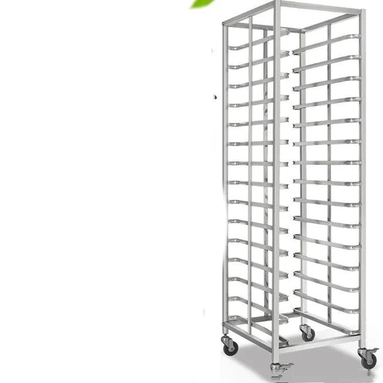Six-tier stainless steel baking cooling rack with locking mechanism for 40x60cm trays.