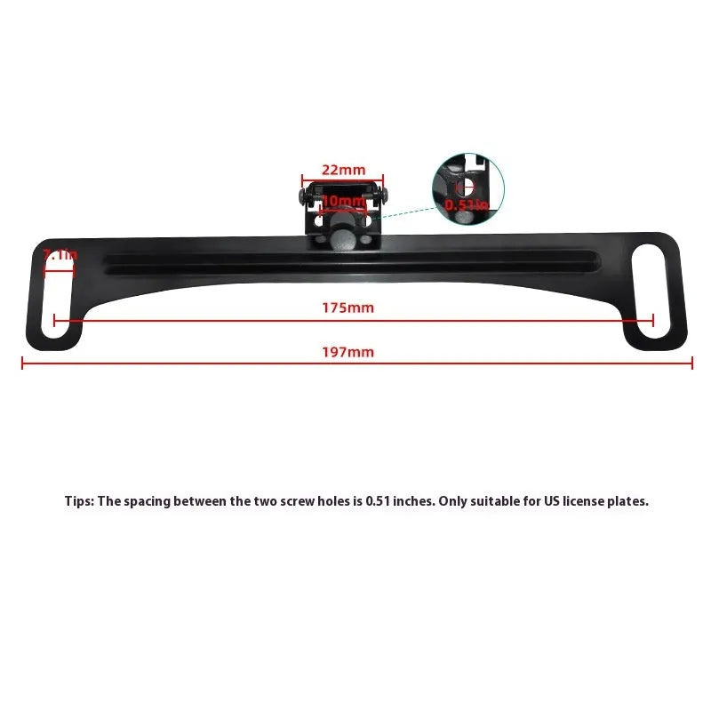 Metal license plate frame bracket with screwdriver for rearview camera, black colour