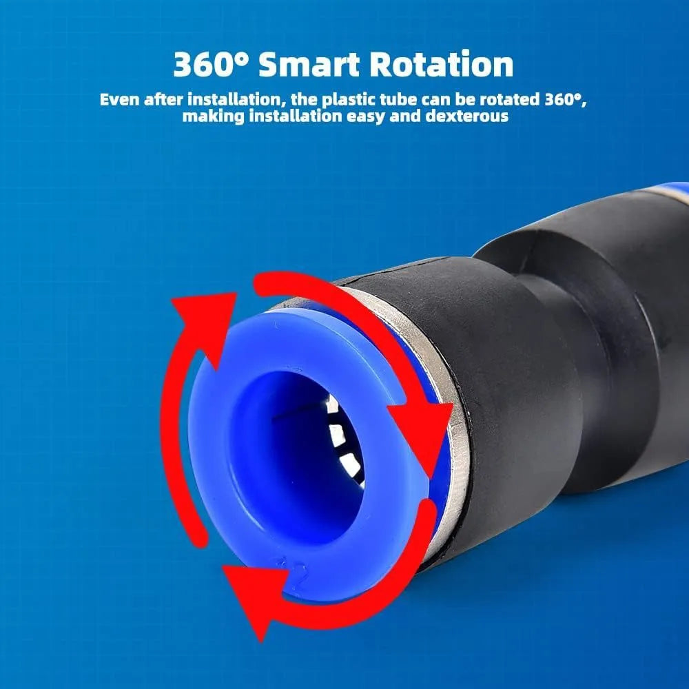 60-piece set of grey alloy plastic pneumatic push-in connectors with R1/4 and R1/2 threads