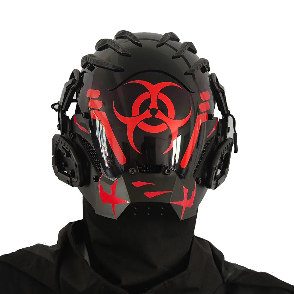 Black bioweapon tech mask full face helmet prop for cyberpunk costume parties