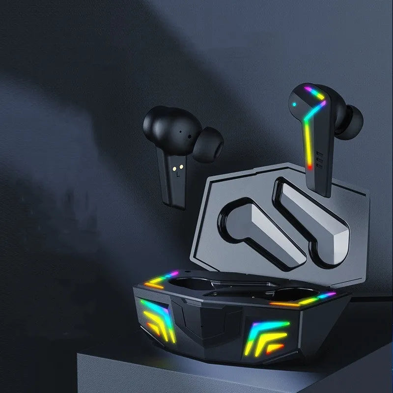 Black low latency TWS Bluetooth headset with earplug design for gaming and sports