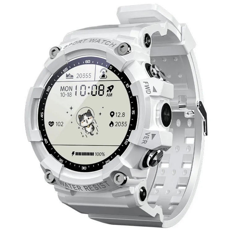 IP67 waterproof smart watch with round colour screen and black TPU strap