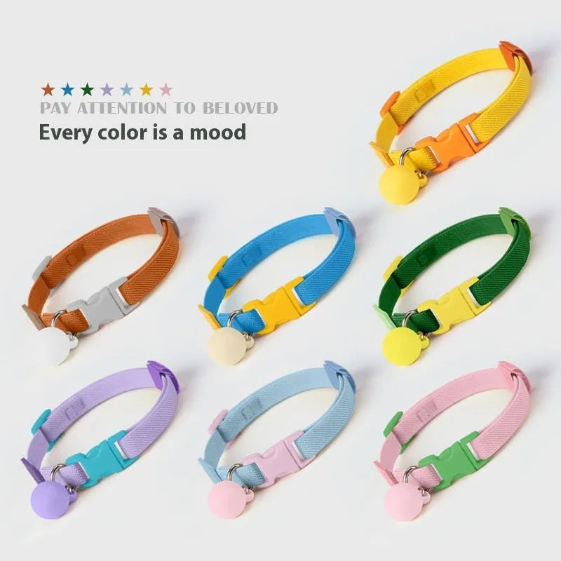 A small dog collar made from high elasticity polyester fabric in a choice of seven colours, adjustable between 22 and 32 cm.