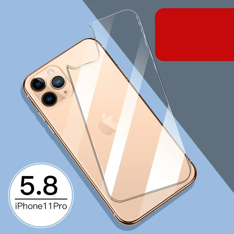 Tempered glass screen and rear protector films for Apple iPhone 11, X, and XS models.