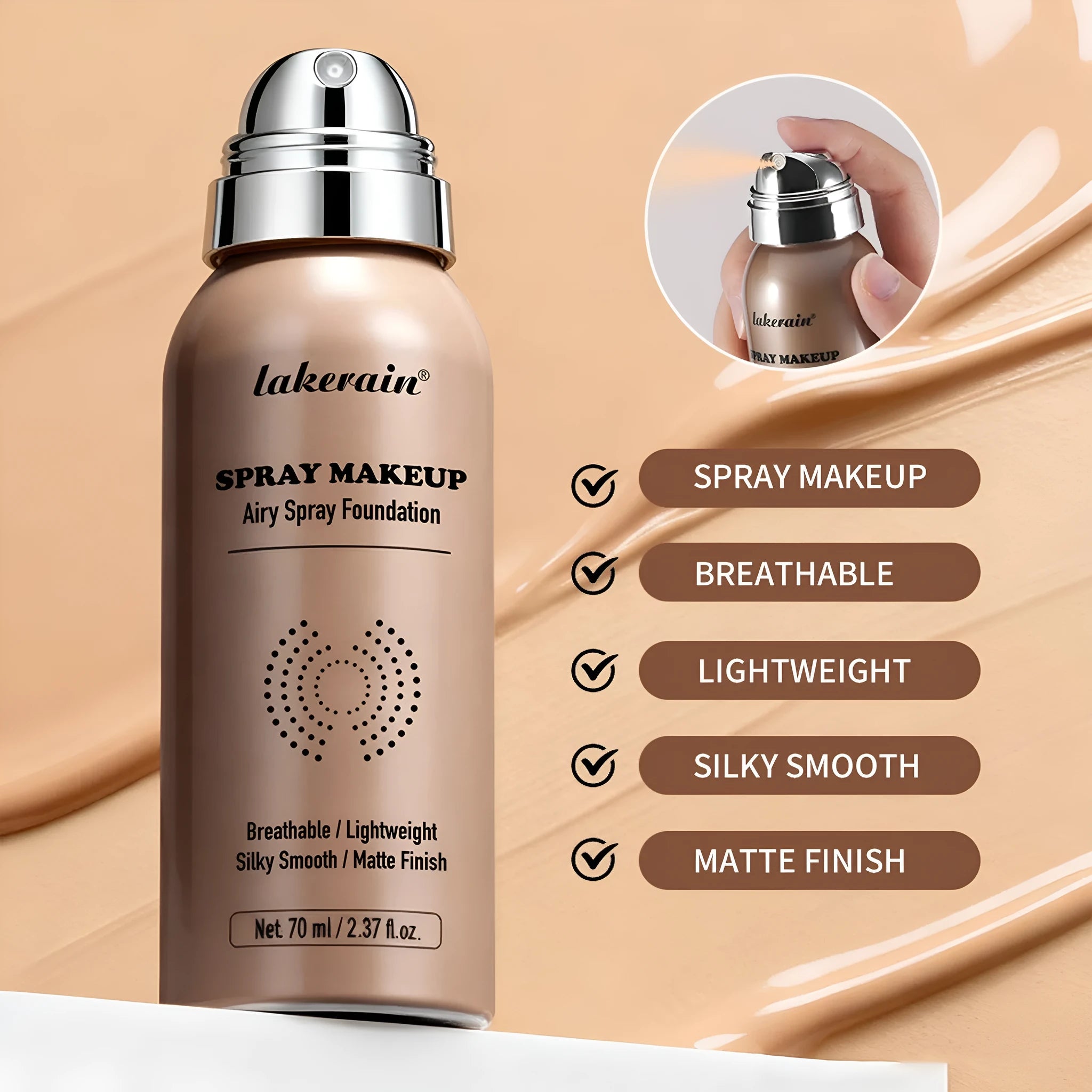 Even skin tone concealer liquid foundation 70ml in beige shade with long-lasting powder finish
