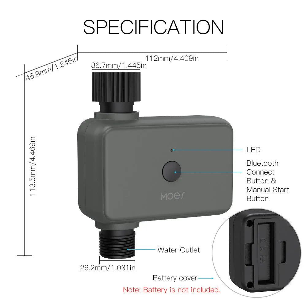 Bluetooth garden irrigation timer device for remote control watering via smartphone app