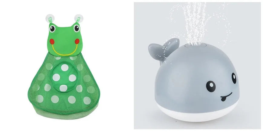 Automatic water spray whale bath toy with lights floating in baby bath