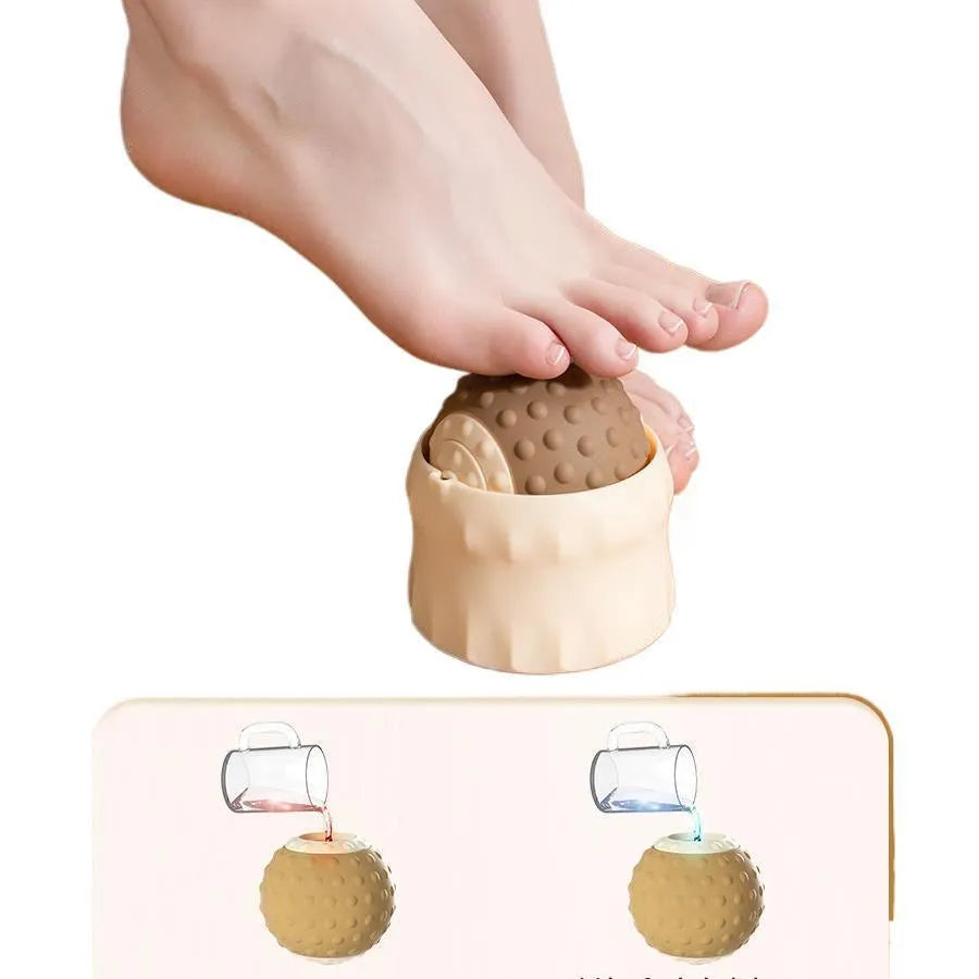 Massage ball with cold and hot compress functionality in caramel mocha colour for foot and back massage