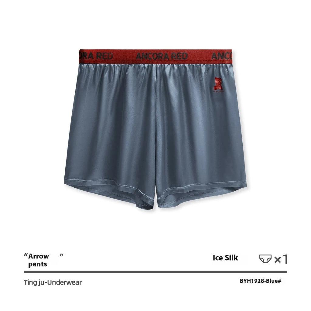 Men's solid colour boxer briefs in black, blue, brown, purple, red and silver options