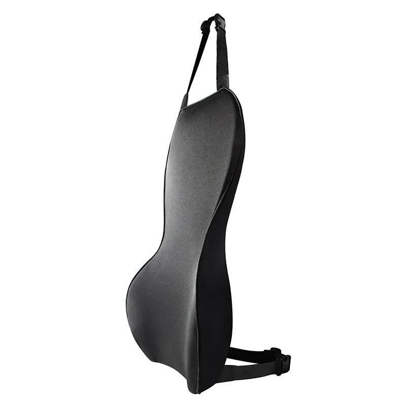 Solid-colour memory foam car lumbar support cushion on a car seat.