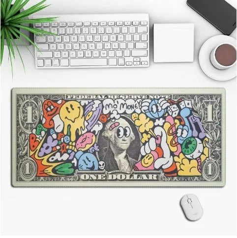 Customisable gaming mouse pad with non-slip base and thermal transfer printed graphics