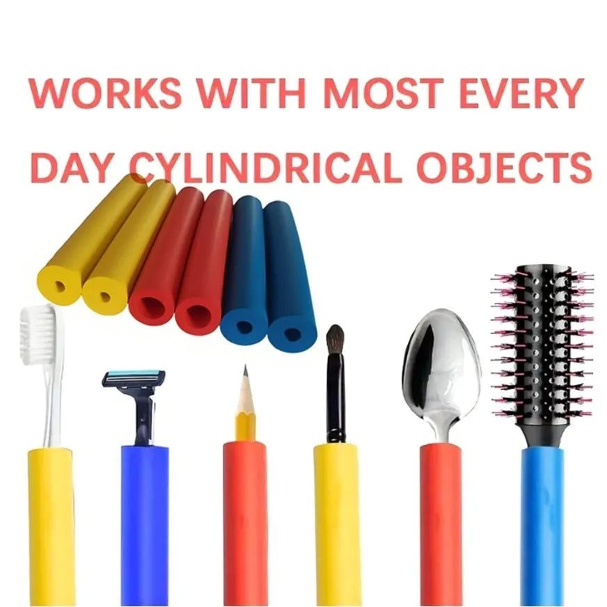 A pack of black rubber grip hoses for pens and utensils, showing inner diameters of 10mm and 18mm.