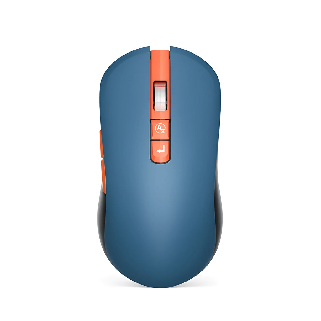 IFLYTEK wireless voice translation gaming mouse with seven buttons on a desk next to a laptop.