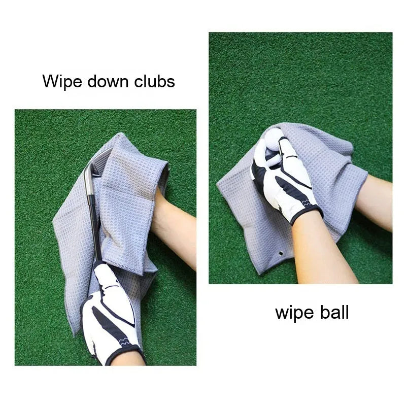 Waffle weave golf ball cleaning towel in multiple colour options showing textured surface pattern