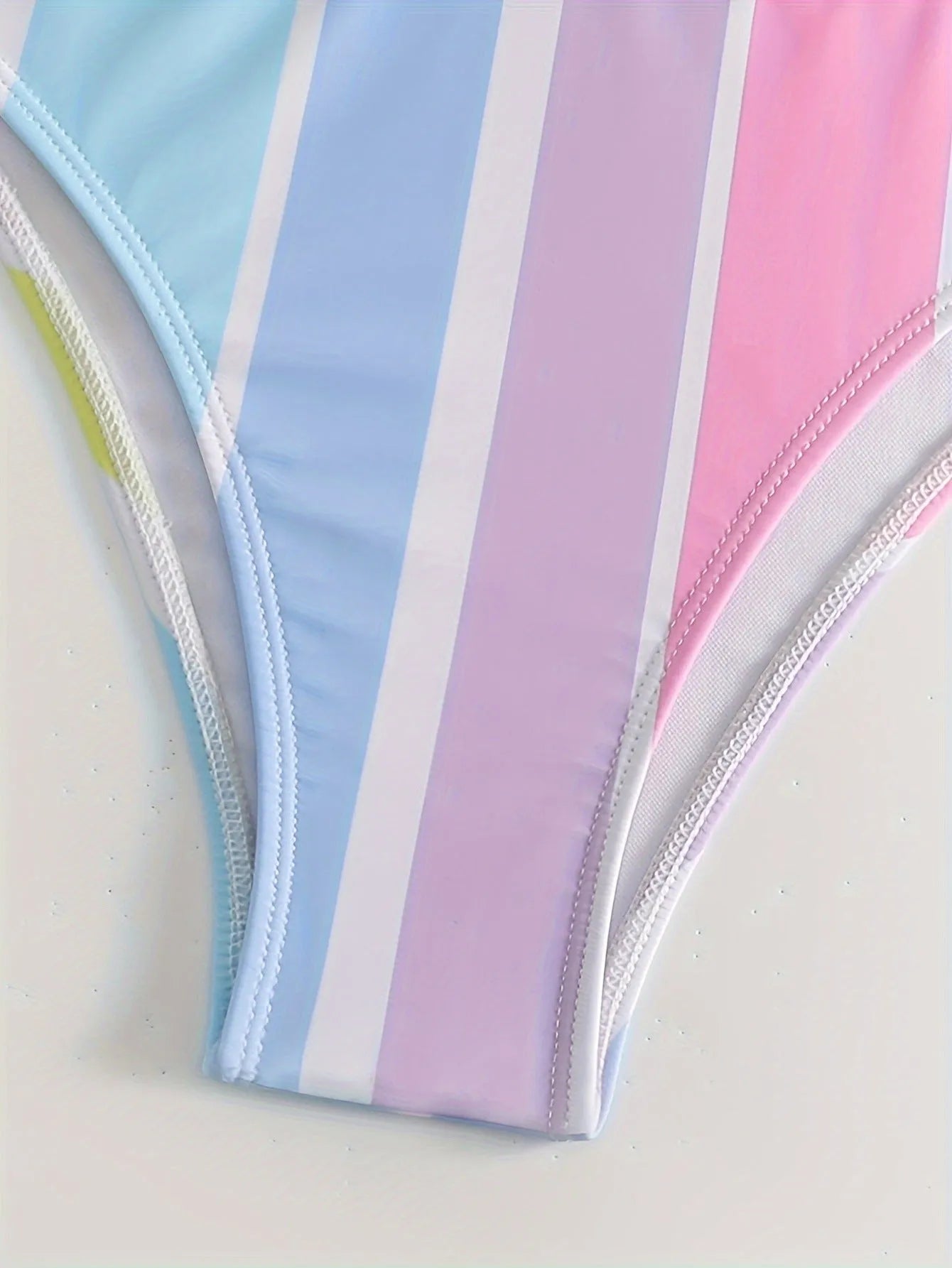 Women's striped bikini swimwear in sports casual style with briefs bottom