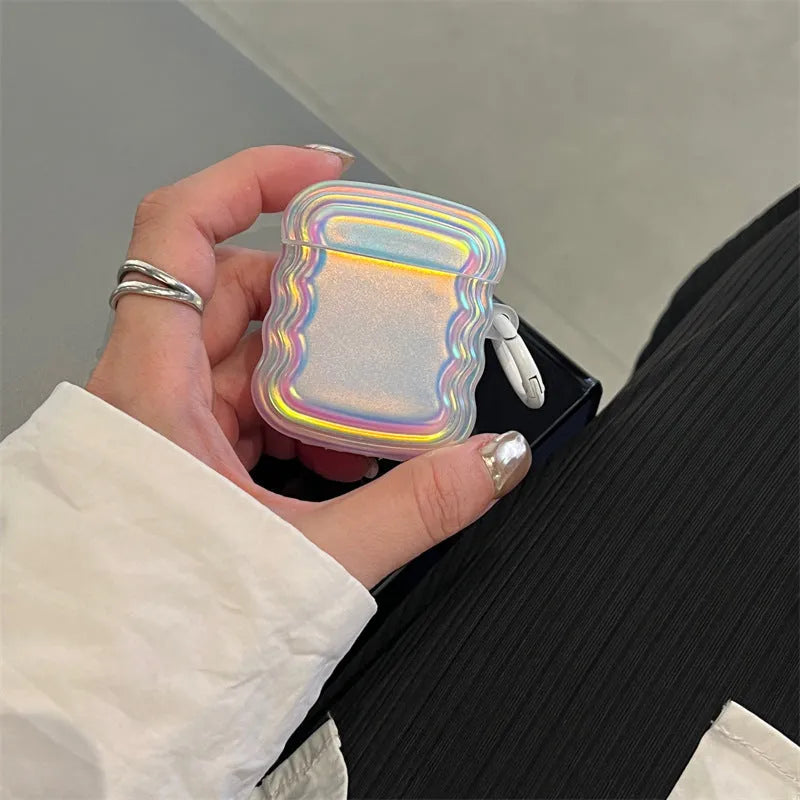 Silicone AirPods case with detailed magic laser and ring pattern design.