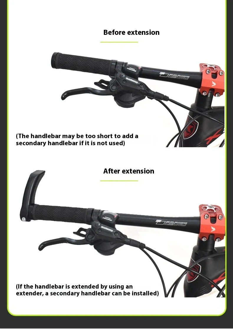 Aluminium alloy bicycle handlebar extension rods showing 15-20mm adjustment range