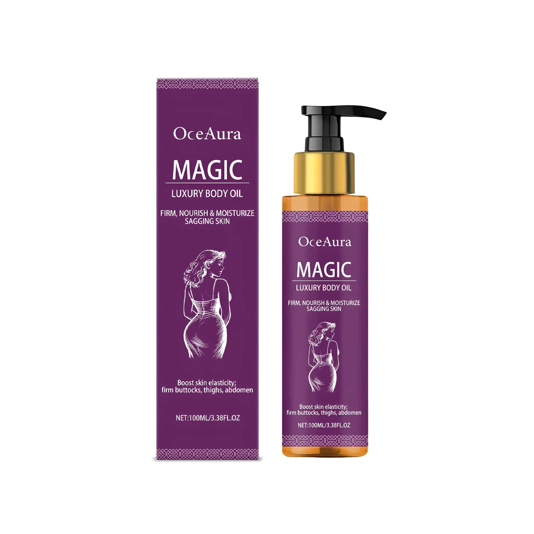 100ml bottle of lavender and sweet almond body oil for skin tightening.