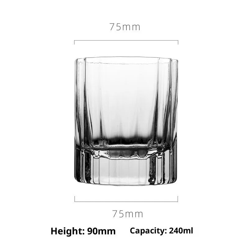 Light luxury crystal thick bottom lace whiskey glass with clear finish, 301-400ml capacity, high style silhouette
